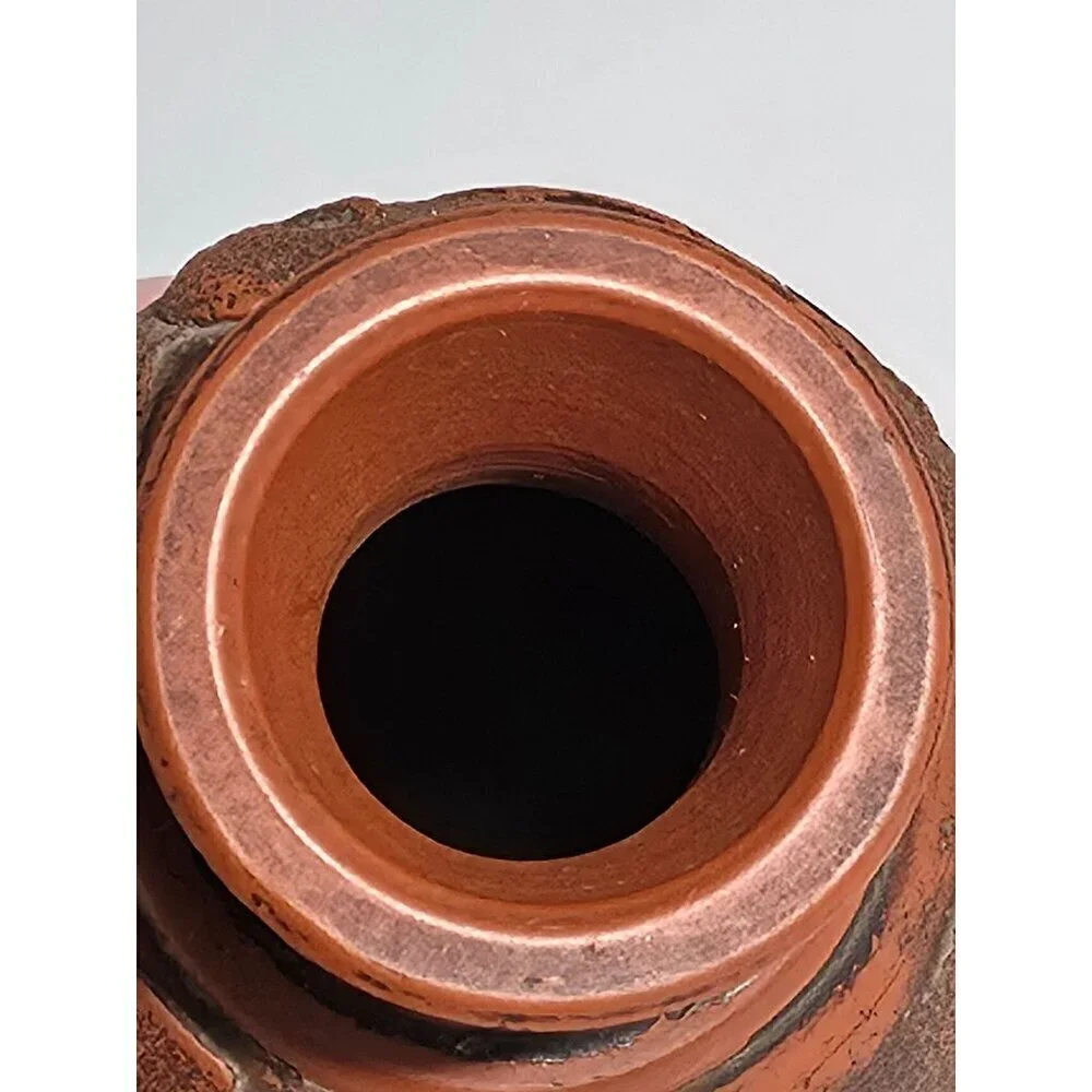 Tokonama Red Clay Dragon Motif Vase Textured Finish Intricate Dragon Carvings